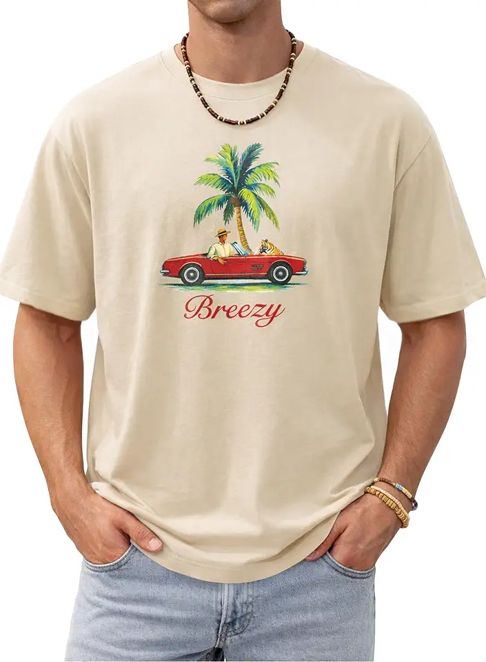 Mens Graphic T-Shirts Cotton Loose Fit Summer Crew Neck Short Sleeve Tee (S-XXL)
