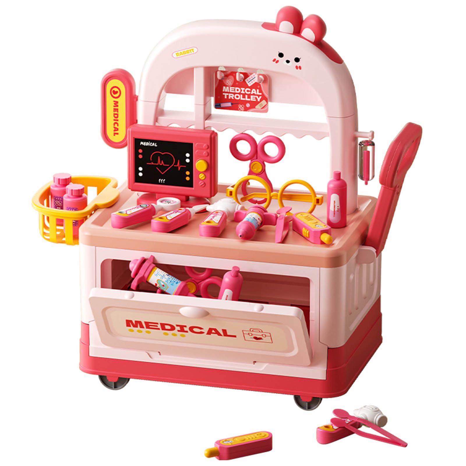 XAGMODSHN Juego Médico Realista Juguete para De Imitación Niños Incluye Carrito Herramientas Médicos Instrumento Juegos rol Doctor Niños
