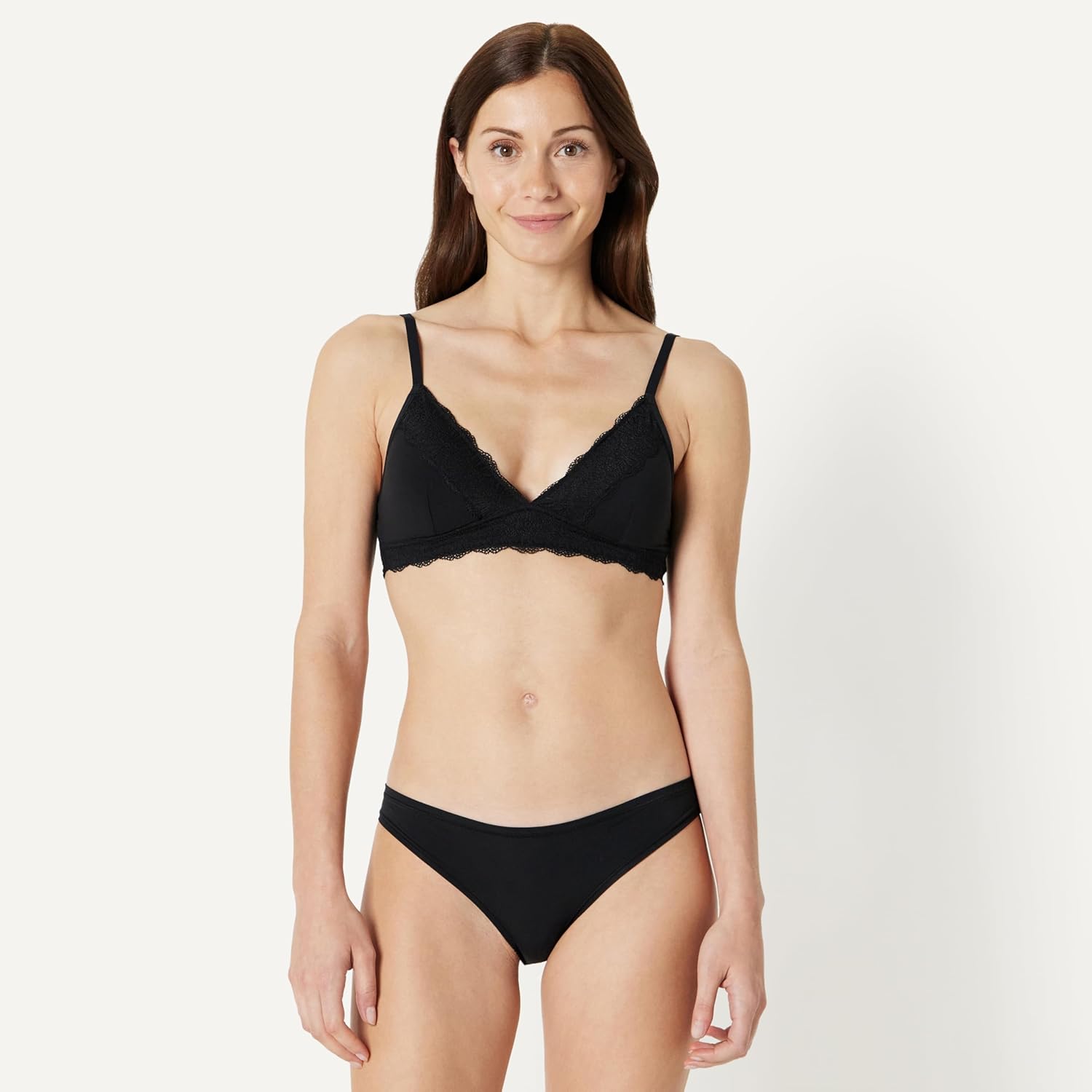 Amazon Essentials Women's Peached Microfibre with Lace Trim Lined V Neck Bralette, Pack of 2 - Image 5