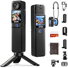 SJCAM C300 Vlogging Camera,64GB 4K Action Camera,Magnetic Body Cam &amp; Handheld Detachable Design, Vlogs for Content Creators YouTube Streaming,7Hour Power,Stabilization,Waterproof,Black