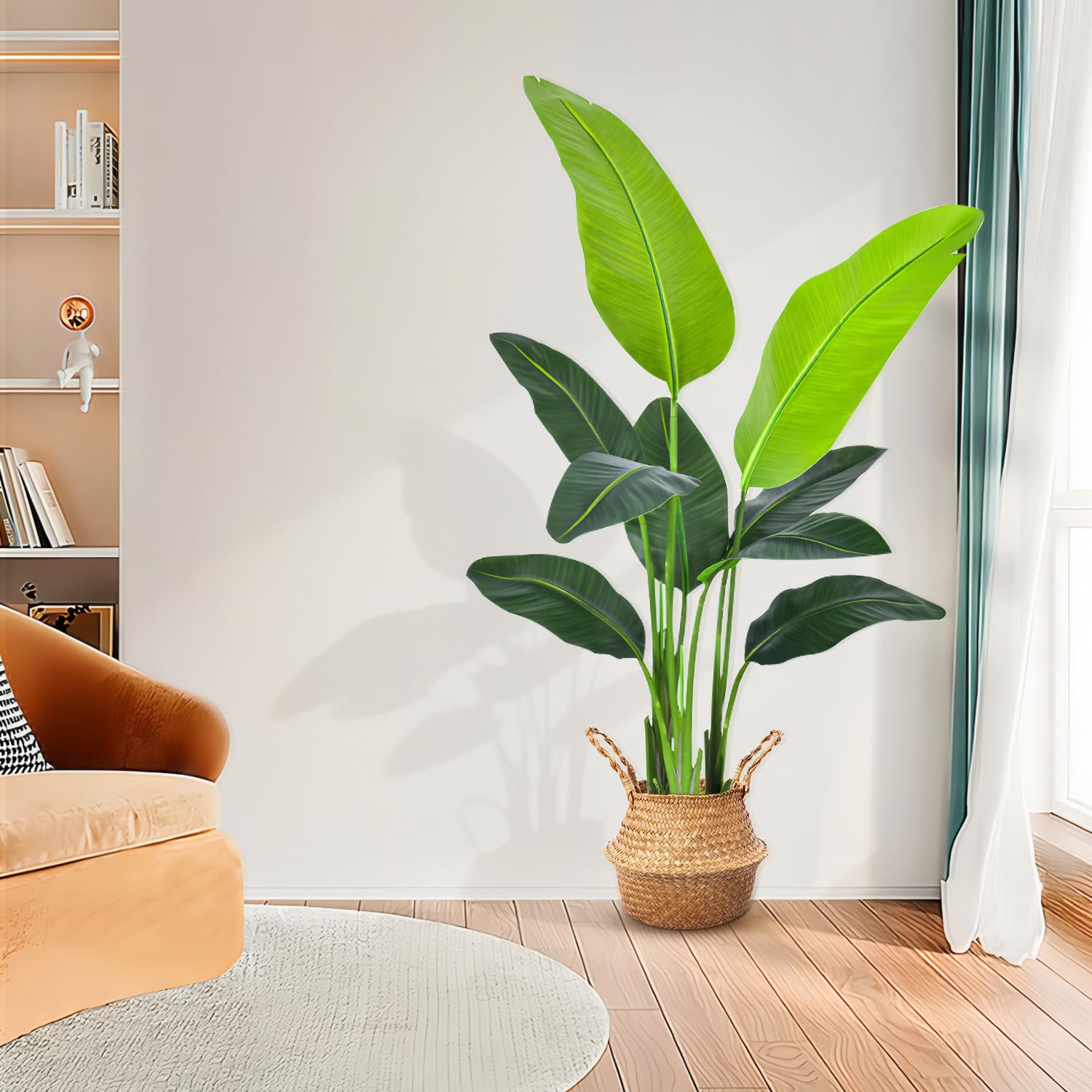 Plantes artificielles en pot avec 9 feuilles en pot pour intérieur, extérieur, maison, salon, bureau, jardin 120 cm