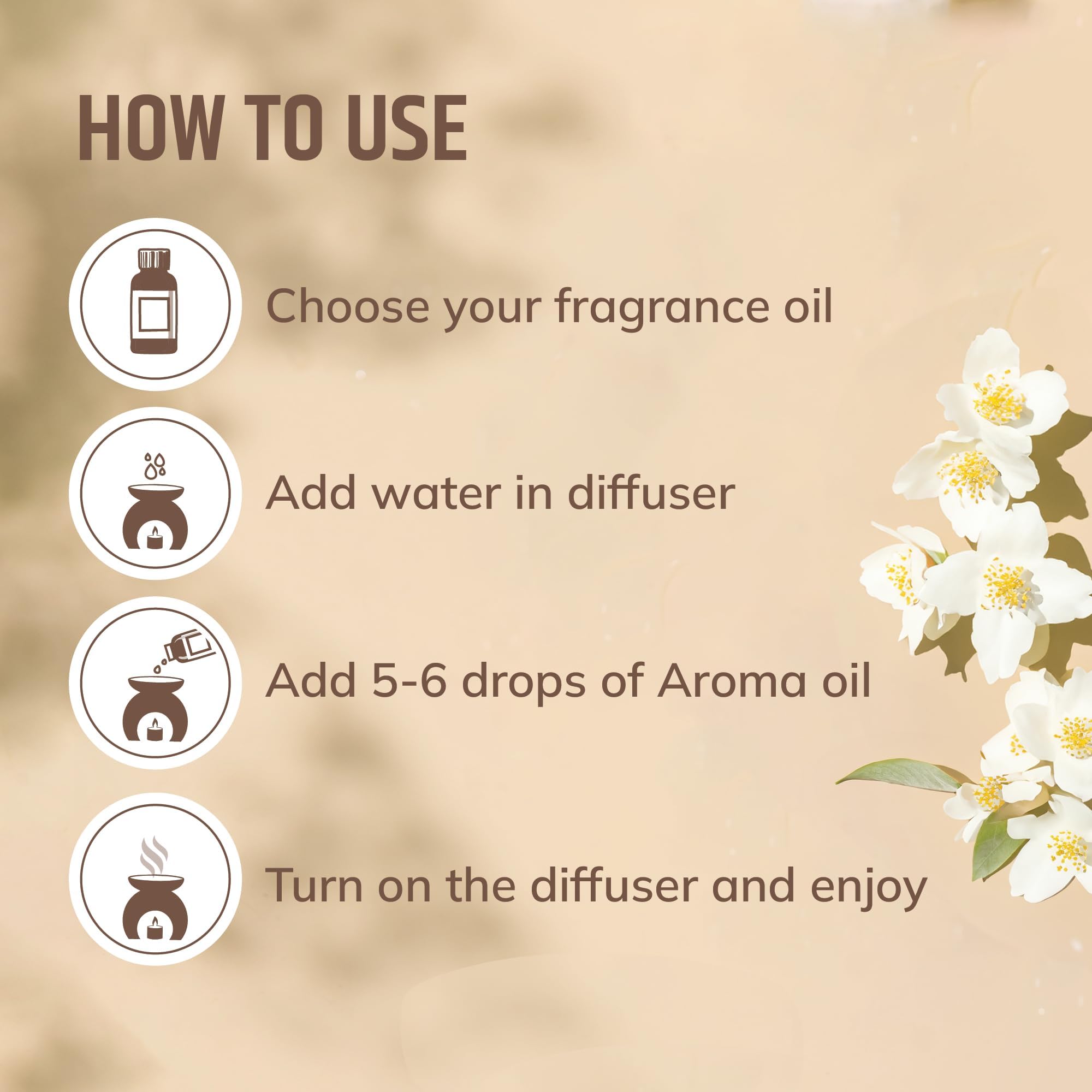 Aromahpure Fragrance Oil | 15ml | Jasmine Aroma Oil for Home Fragrance | Best for Aromatherapy | Helps in Concentration & Meditation | Used in Diffusers, Candles, Air Fresheners, Soaps