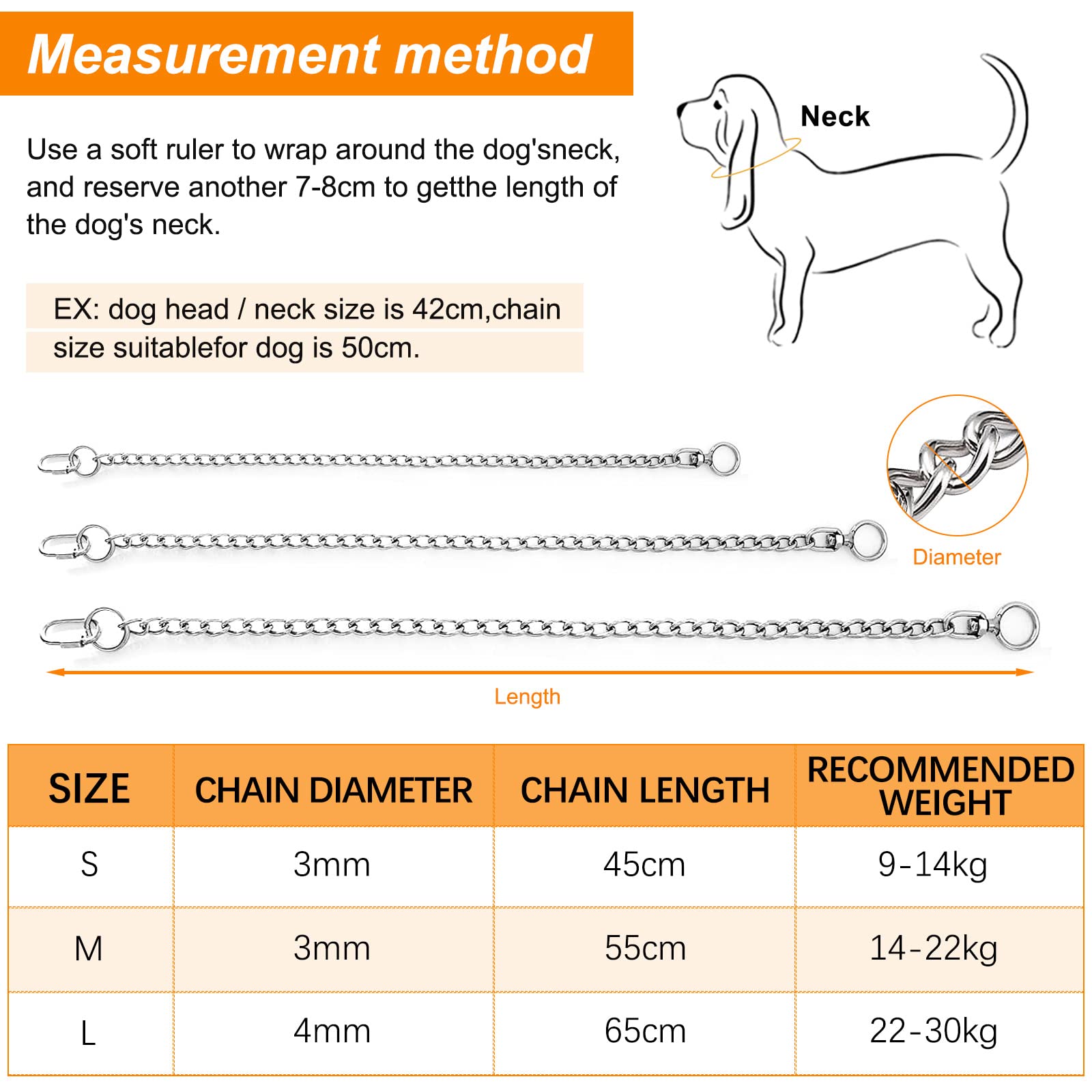 Collare A Catena Per Cani In Acciaio Inox - Antimasticazione, Regolabile, Per Taglie Piccole E Medie - Foto 8