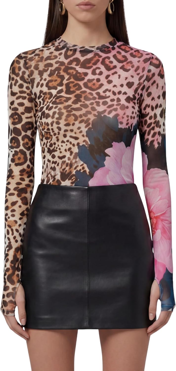 AFRM Women's Kaylee Sheer Mesh Long Sleeve Crew Neck Top