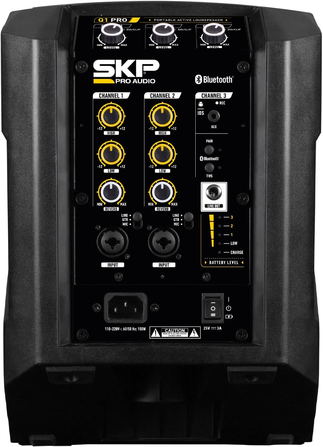 SKP Pro Audio Q1 PRO Portable Active Loudspeaker 300W with Bluetooth/Rechargeable Battery/XLR/AUX Input