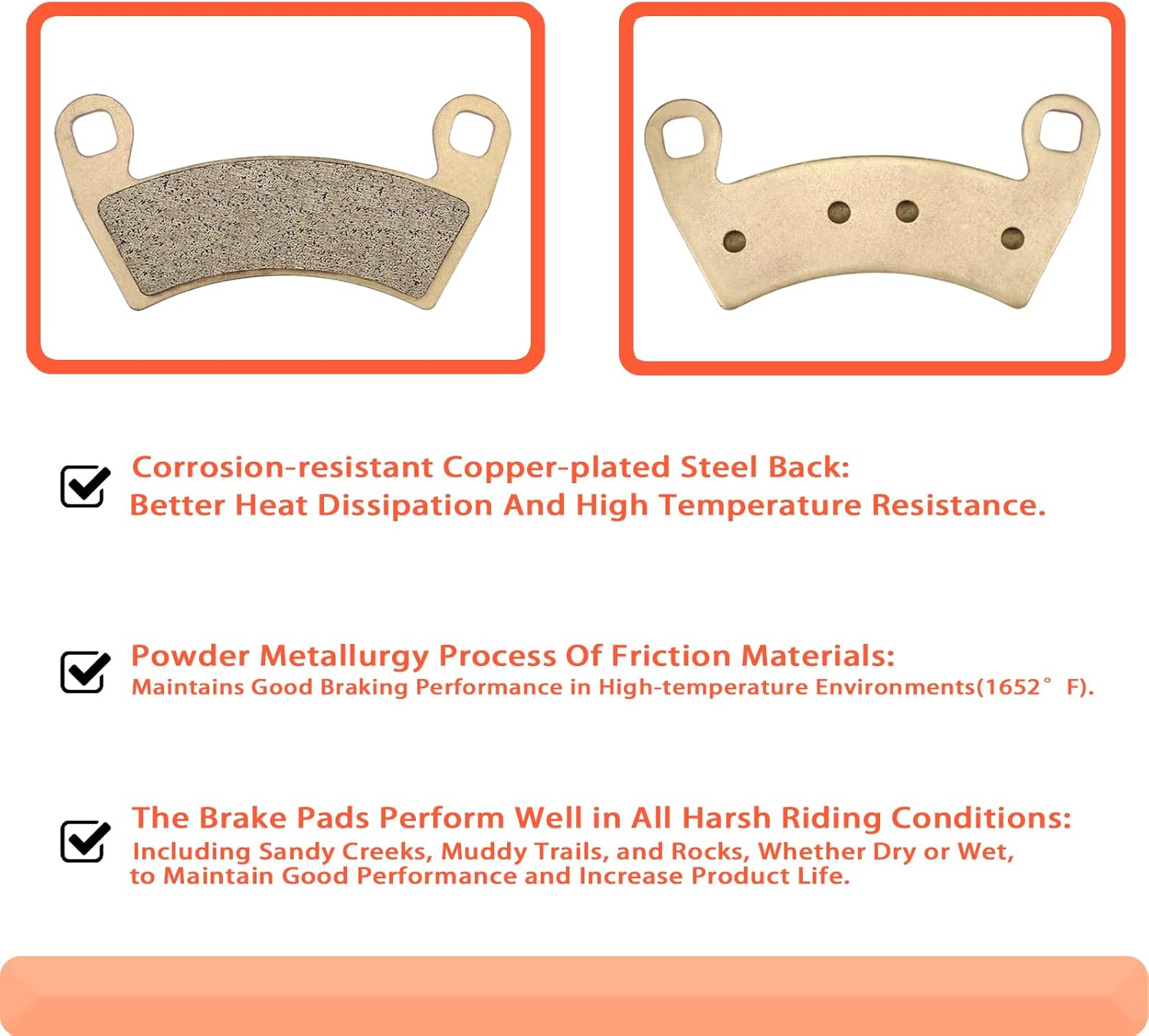 Sintered Front & Rear Brake Pads for Polaris RZR XP 1000 EPS 2022 2021 2020 2019 2018 2017 2016 2015 2014 RZR 1000 XP 4 Except Premium Edition Ranger 570 700 800 900, High Performance Brake Pad
