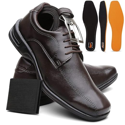 Kit Sapato Masculino Confort Plus Leve E Macio + Cinto e Carteira