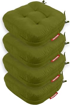 Xpermate Sandalye Minderi 4 l  Set 42x42x8 cm Kal n  ift Kat Pofidik Minder Y kanabilir Fermuarl  Su ve Ya   tici Ye il