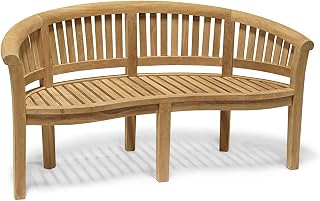 Jati Wimbledon Teak Garden Banana Bench - 3-Seater, Delivered Ready Assembled