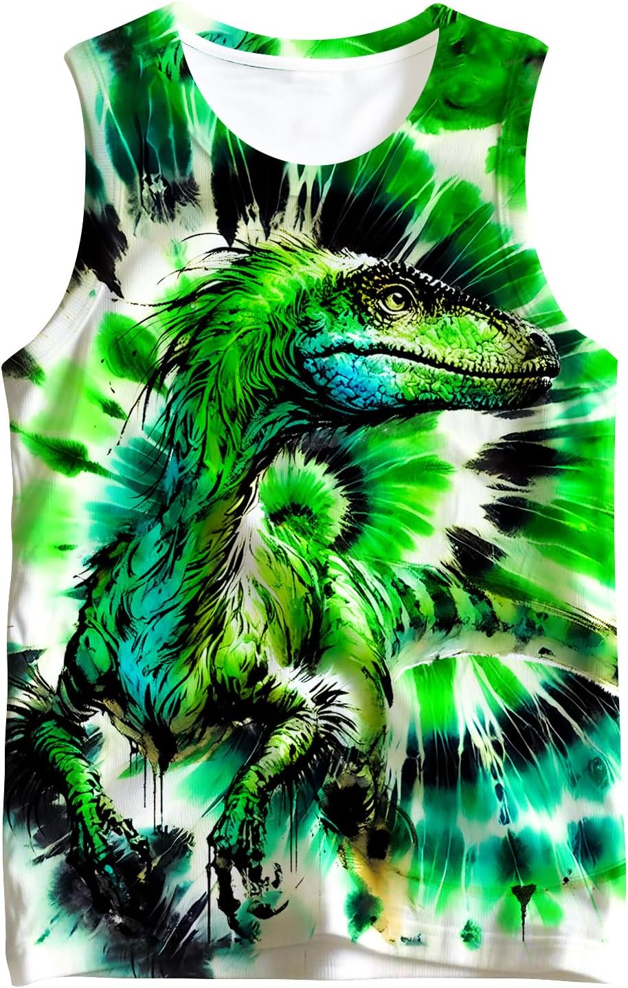 Kids Cute Animal Tie Dye Tank Tops Shirt for 5-14 Years Crew Neck Sleeveless Undershirt