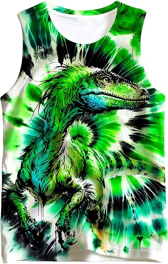 Kids Cute Animal Tie Dye Tank Tops Shirt for 5-14 Years Crew Neck Sleeveless Undershirt
