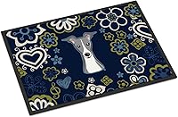 Vista 206 de Caroline's Treasures BB1449JMAT - Tapete de bienvenida de carlino negro, 24 x 36 pulgadas, tapete azul para puerta delantera, para interiores