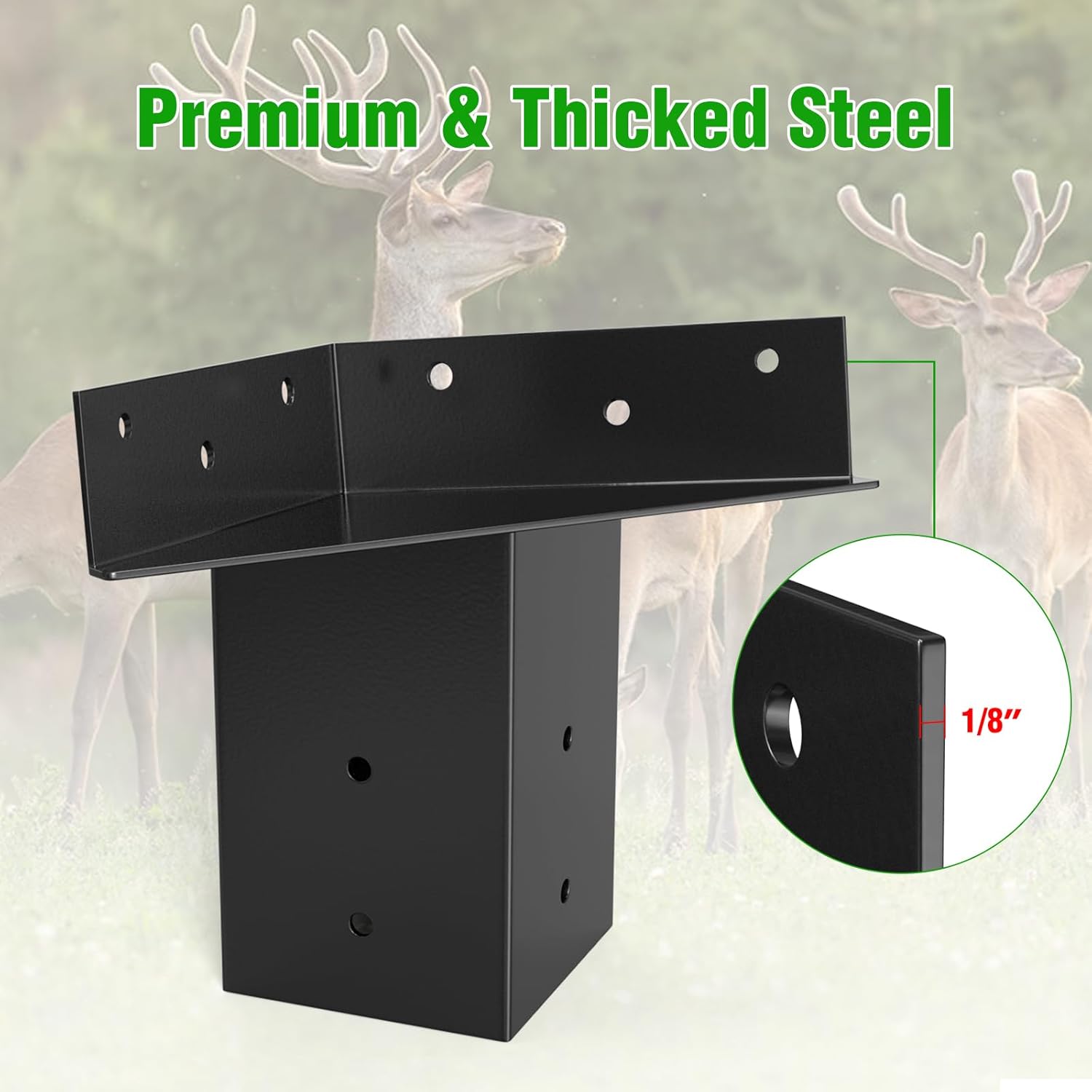 MOFEEZ Deer Stand Brackets 4x4, Heavy Duty Elevator Bracket for Deer Blind Outdoor Hunting Platform Blind Box Treehouse Shooting Shack Pergolas Black 4PCS with Screws