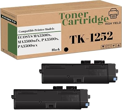 TK-1252 Toner Cartridge Compatible for Kyocera ECOSYS MA3500x MA3500wfx PA3500x PA3500wx TK1252 with Chip - 3,000 Pages 2 Pack Black