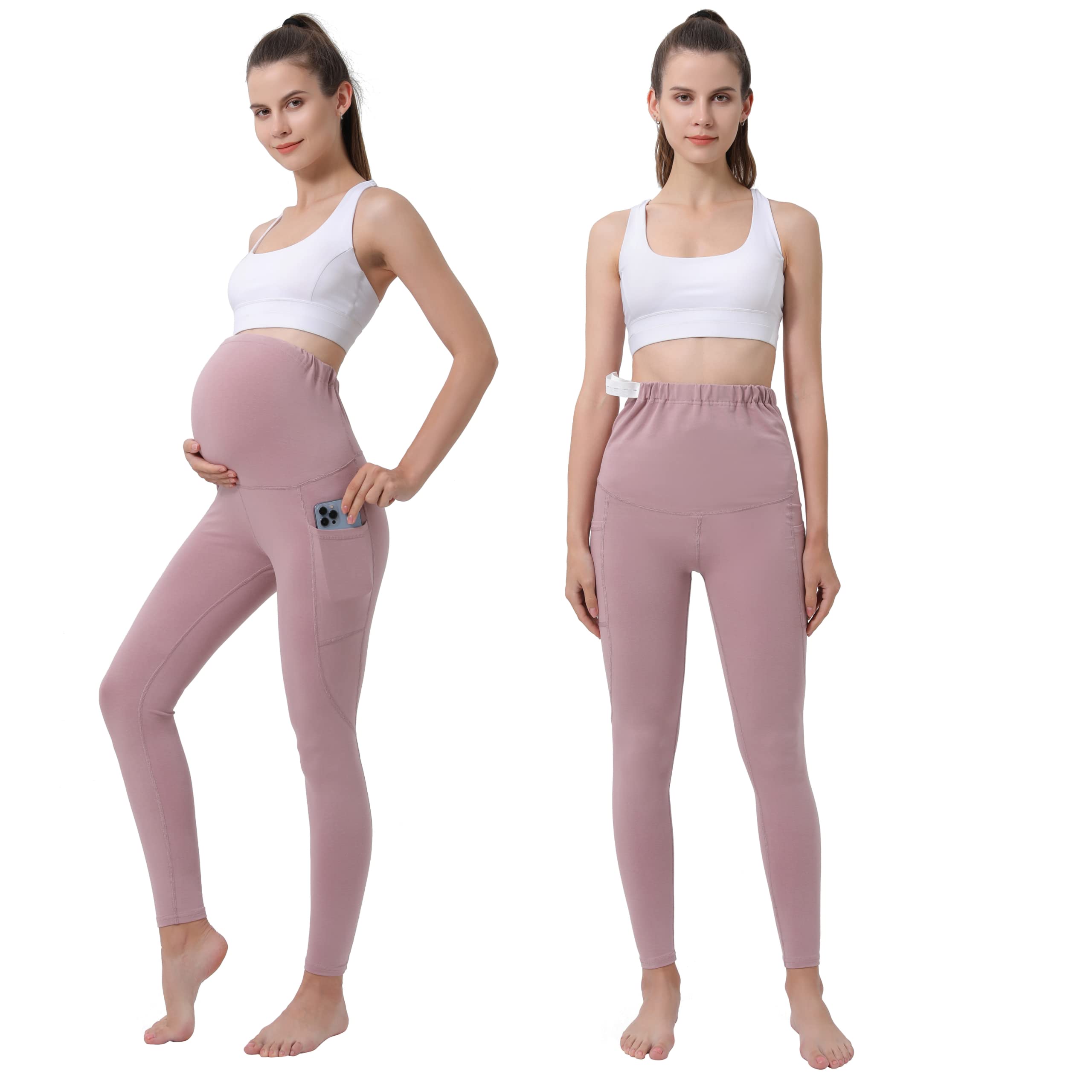 Alina Mae MaternityMaternity Leggings Pregnant Over-Bump Pant with Pockets Stretch for Workout Yoga