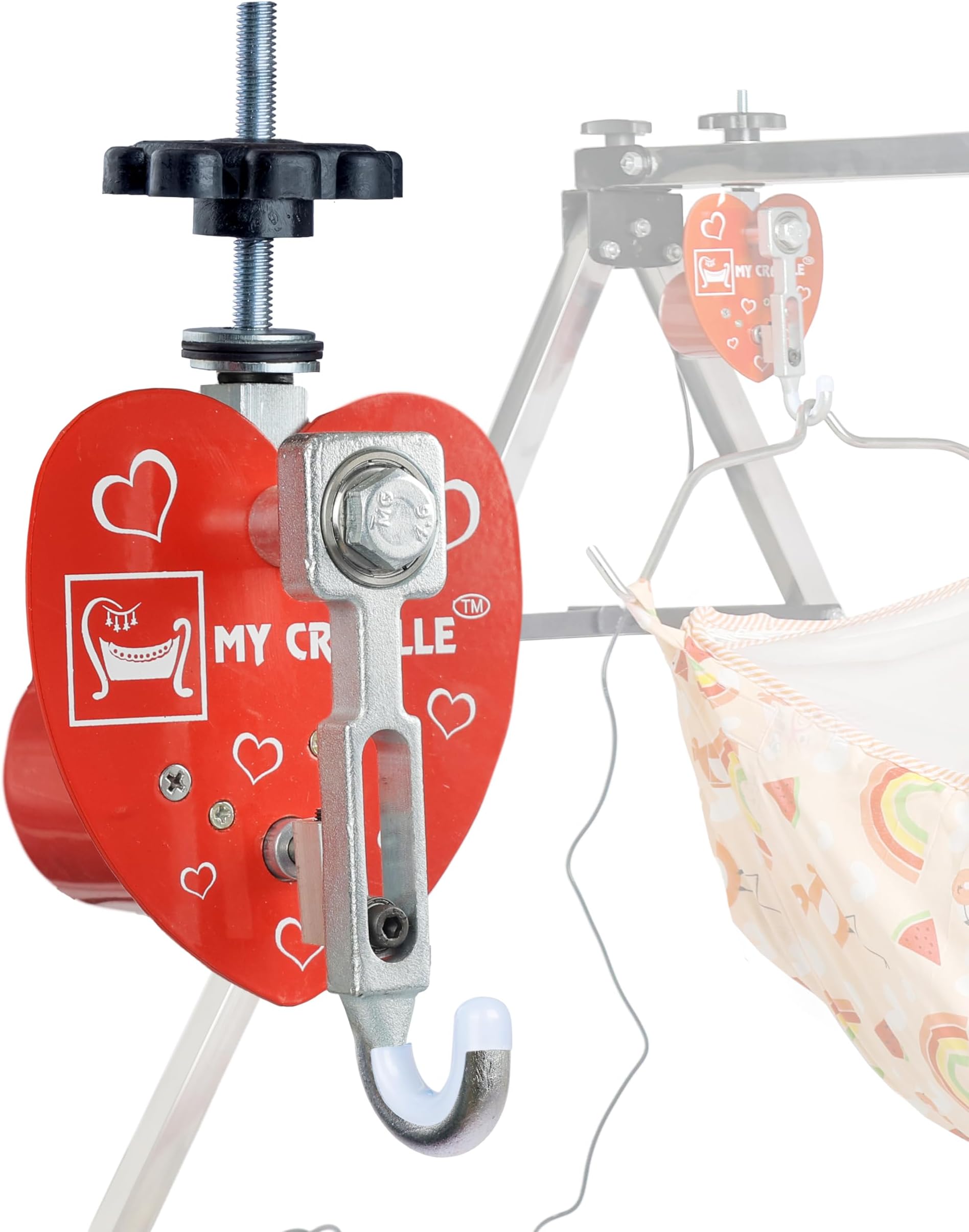 - My Cradlle Automatic Baby Cradle Swing Kit for Traditional Jhula | Heavy-Duty Metal, Adjustable Speed, Shock-Proof – 20kg Load, Made in India (Red) (only Automation kit)(Cradle not Included)
