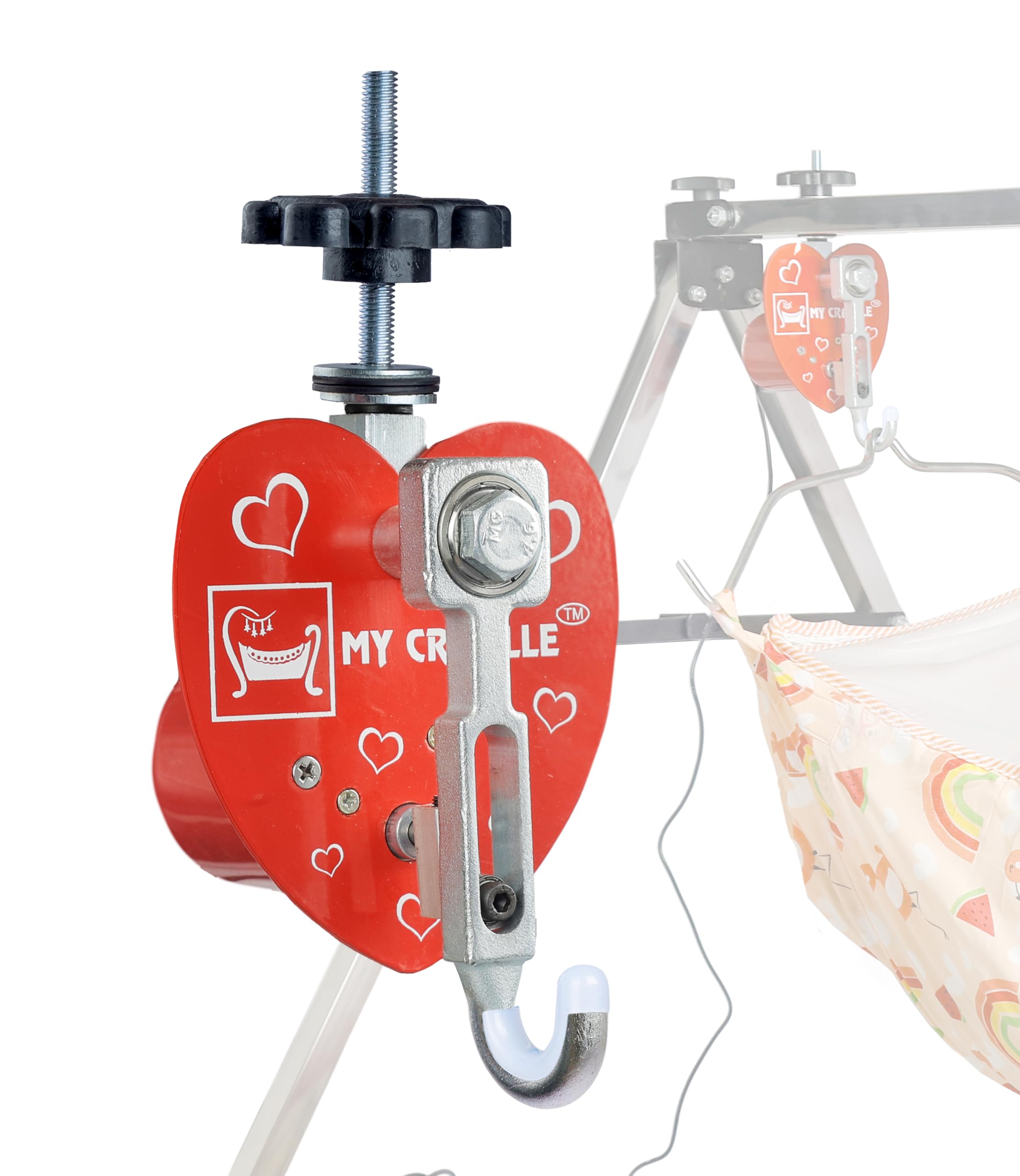 My Cradlle Automatic Baby Cradle Swing Kit for Traditional Jhula | Heavy-Duty Metal, Adjustable Speed, Shock-Proof – 20kg Load, Made in India (Red) (only Automation kit)(Cradle not Included)
