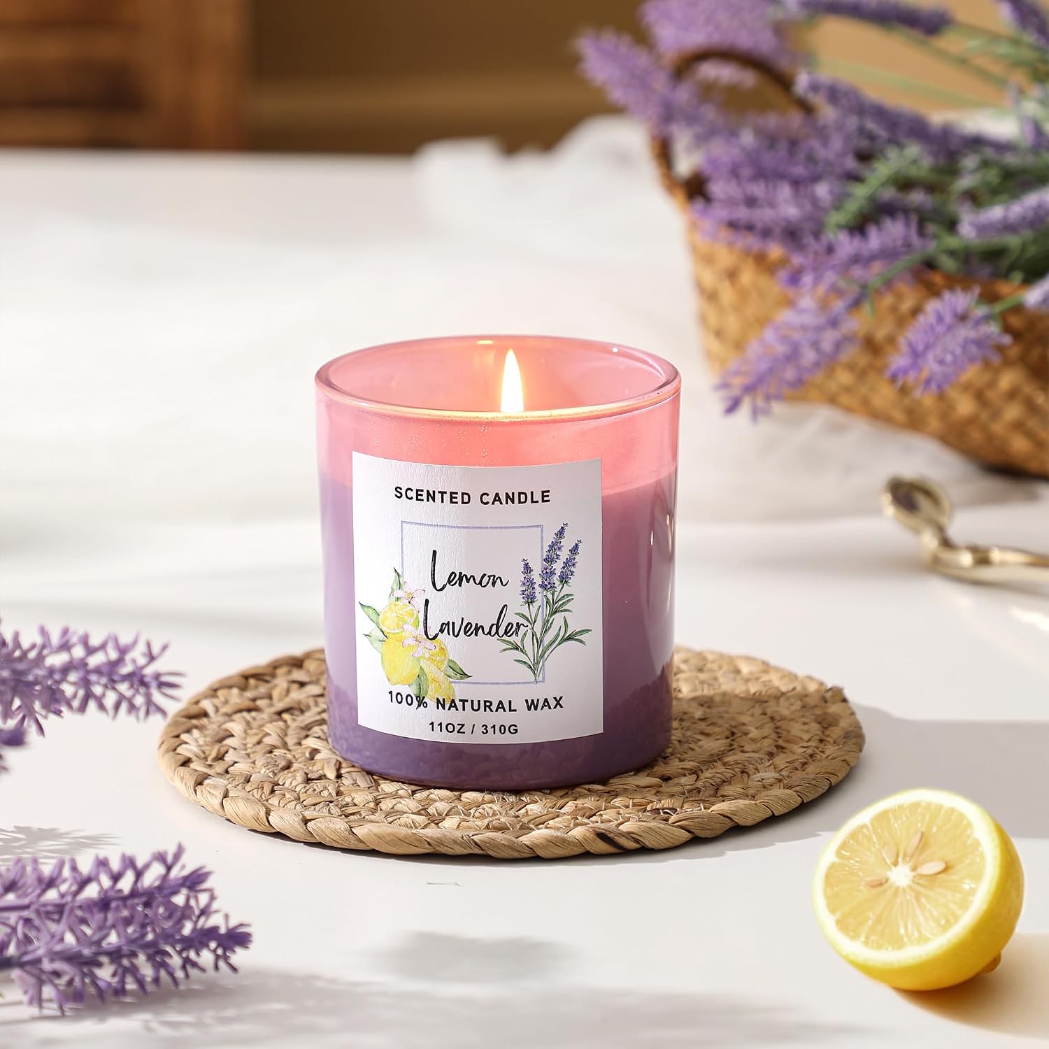 Lavender Candle - Lemon Lavender Scented Candle,Summer Candles,11oz image 2