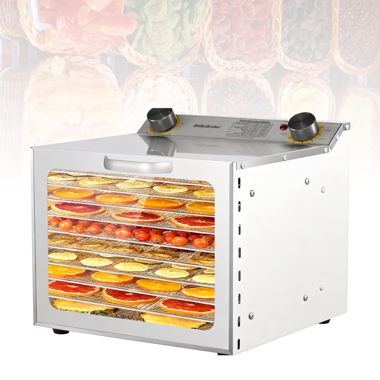 Commercial food freeze dryer, high-efficiency 400W dehydrator for meat jerky, mushrooms, beef, herbs and yogurt, 8-layer design for versatile use 12thfloor