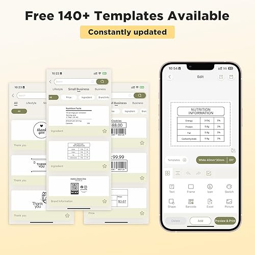 Miniatura 6 de SUPVAN T50M Pro - Máquina etiquetadora Bluetooth con cinta, amplia etiqueta impermeable, aplicación versátil con 40 fuentes y más de 450 iconos,