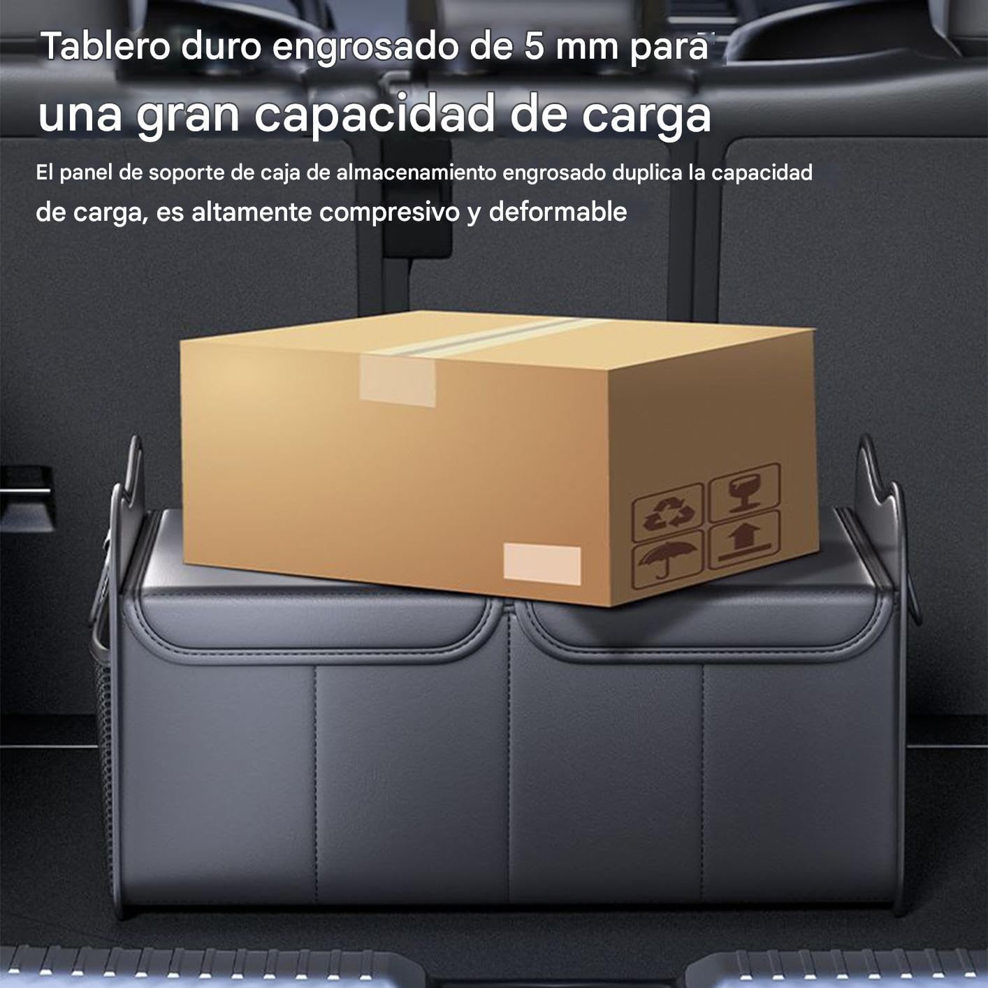 Genérico Organizer per bagagliaio, organizer per auto con coperchio | accessorio pieghevole per auto, furgoni, berlina, viaggi, strada, indispensabile