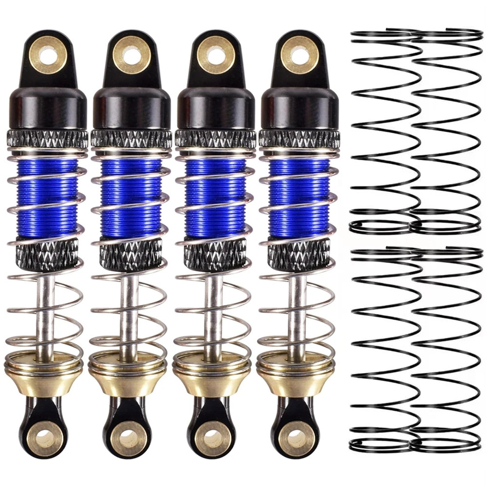 52mm Shock Absorber Oil Threaded Spring Damper Front/Rear for 1/18 TRX4RC Crawler Car Upgrades Parts(Blue Spare Springs)