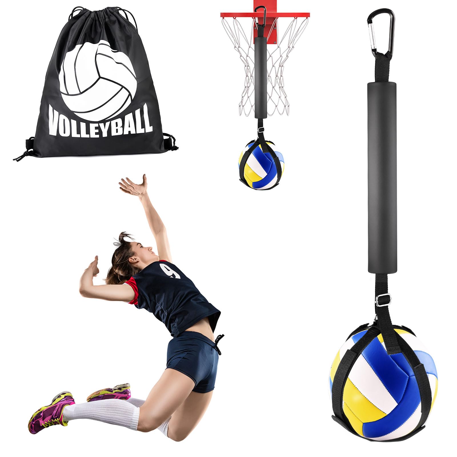 Photo 1 of Volleyball Spike Trainer Set, Volleyball Hitting Trainer Volleyball Setter Training Equipment Solo Serve Trainer to Improve Serving Jumping arm Speed and Spike Power