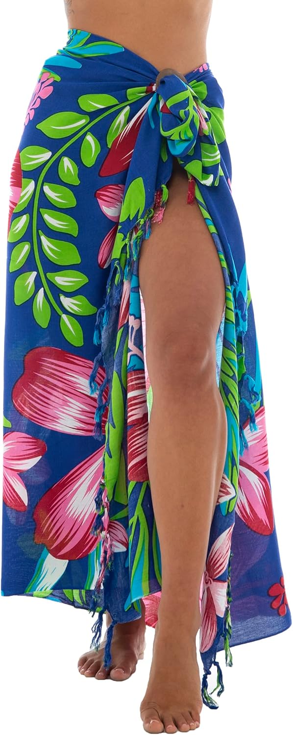 Back From Bali Womens Print Sarong Swimsuit Beach Cover Up Wrap Skirt Pareo