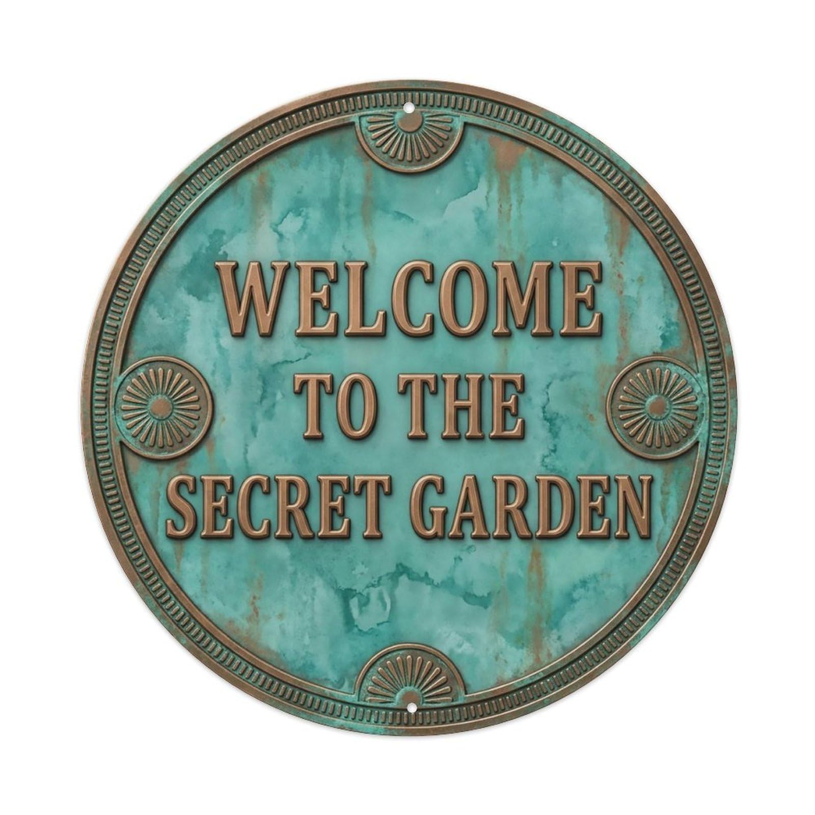 Vintage Welcome Secret Garden Ornate Classic Metal Tin Sign