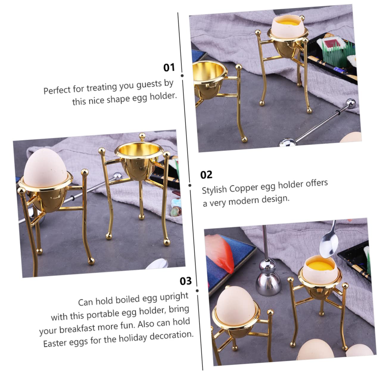 TOPBATHY 2pièces Porte-œufs Doré Support pour Œufs Cuits pour Cuisine Occasions Spéciales