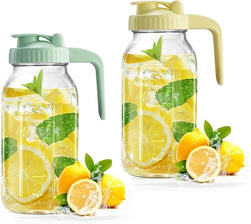 Miniatura 7 de Tarro Mason con tapa de boquilla para verter en forma de V, jarra de té helado de 2 cuartos de galón, doble a prueba de fugas, jarra de bebida de 64
