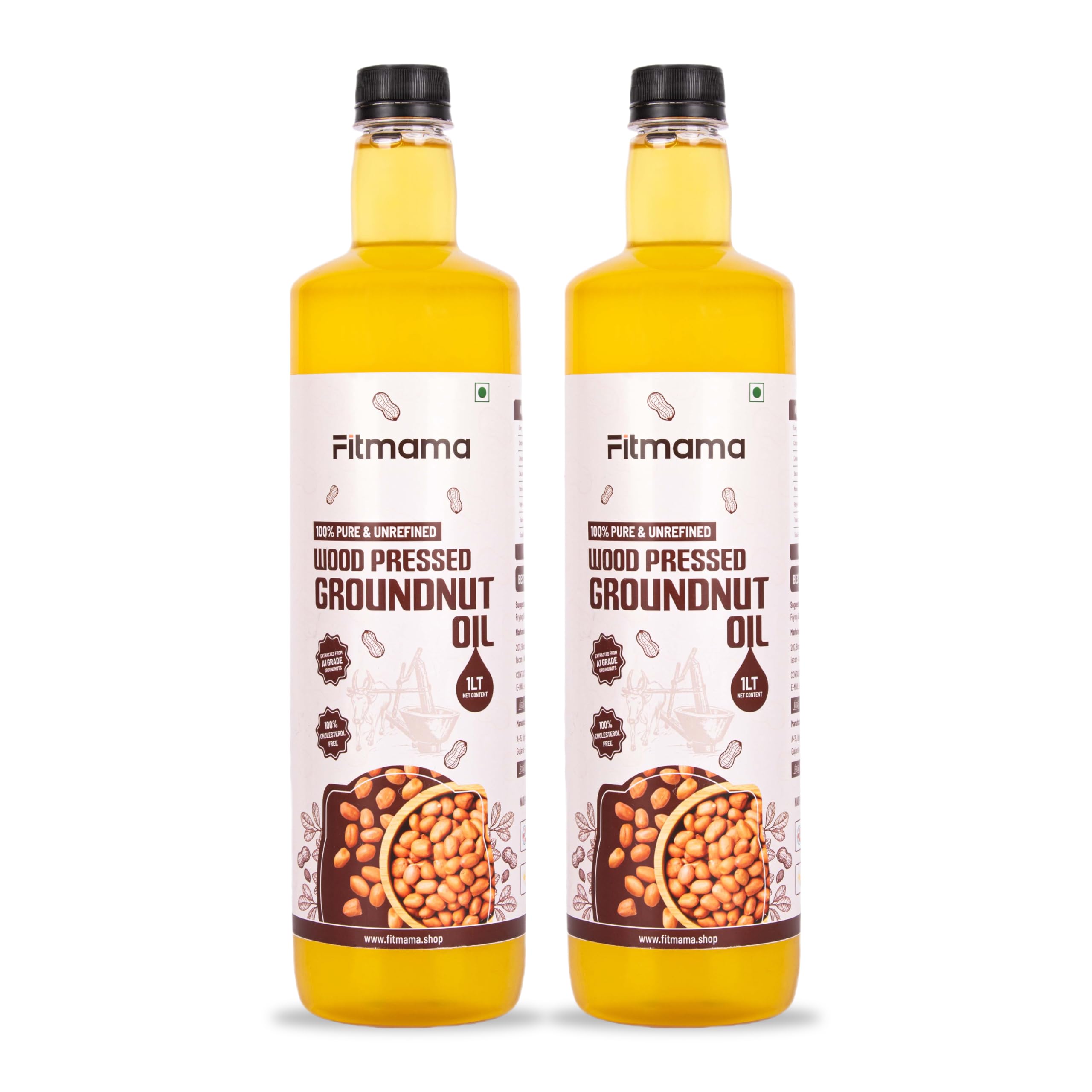Fitmama Wood Pressed Groundnut Oil 1L (Pack of 2) | 100% PURE and UNREFINED | Cholesterol Free | Peanut Oil | Sing Tel | Kolhu/ Kacchi Ghani/ Marachekku / Ganuga | Natural & Chemical Free | Cold Pressed Groundnut Oil (B0CVNL12NH) Amazon Price History, Amazon Price Tracker