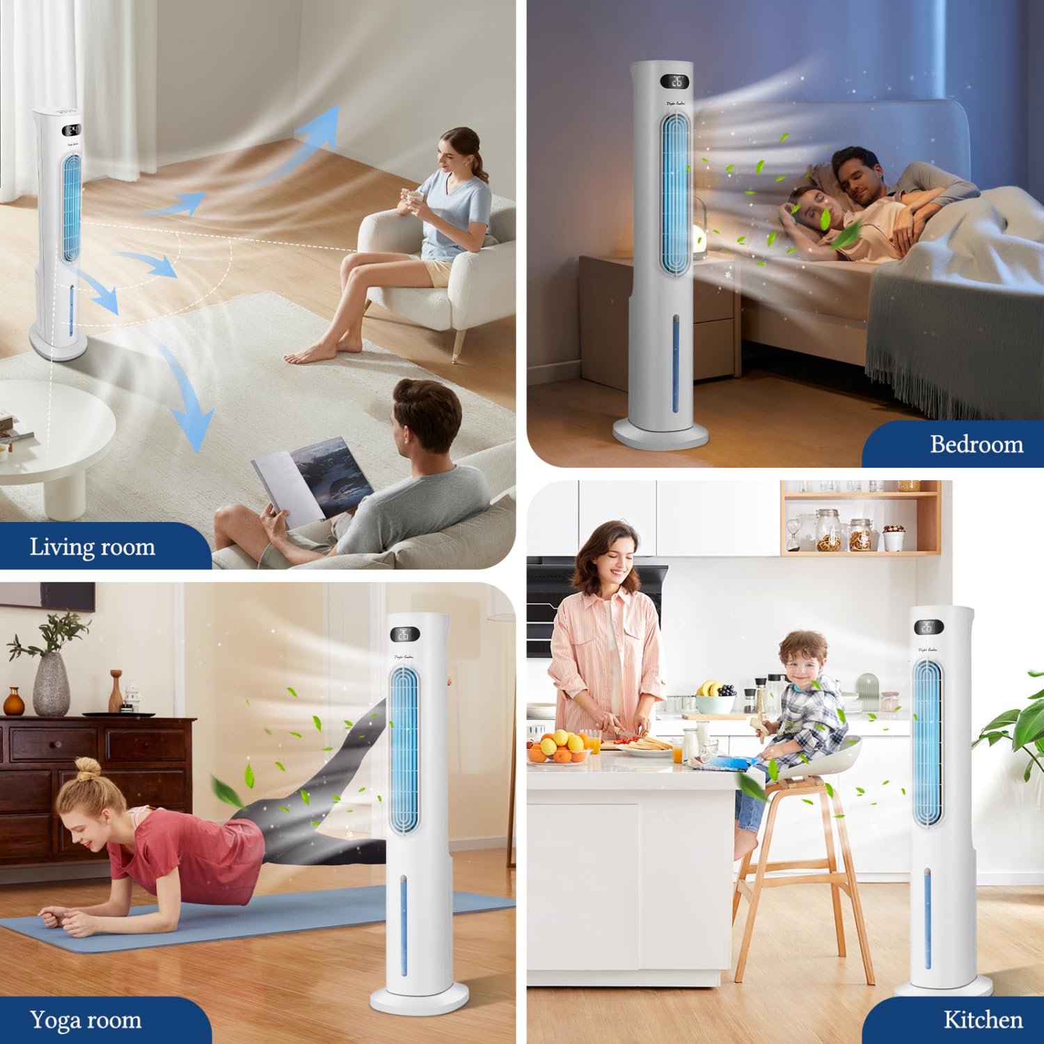 Taylor Swoden 3 in 1 raffrescatore d'aria portatile, Raffrescatore evaporativo silenzioso con serbatoio da 6 l, timer da 12 ore, 3 modalità, 3 velocità, telecomando, oscillazione, 95 W,…