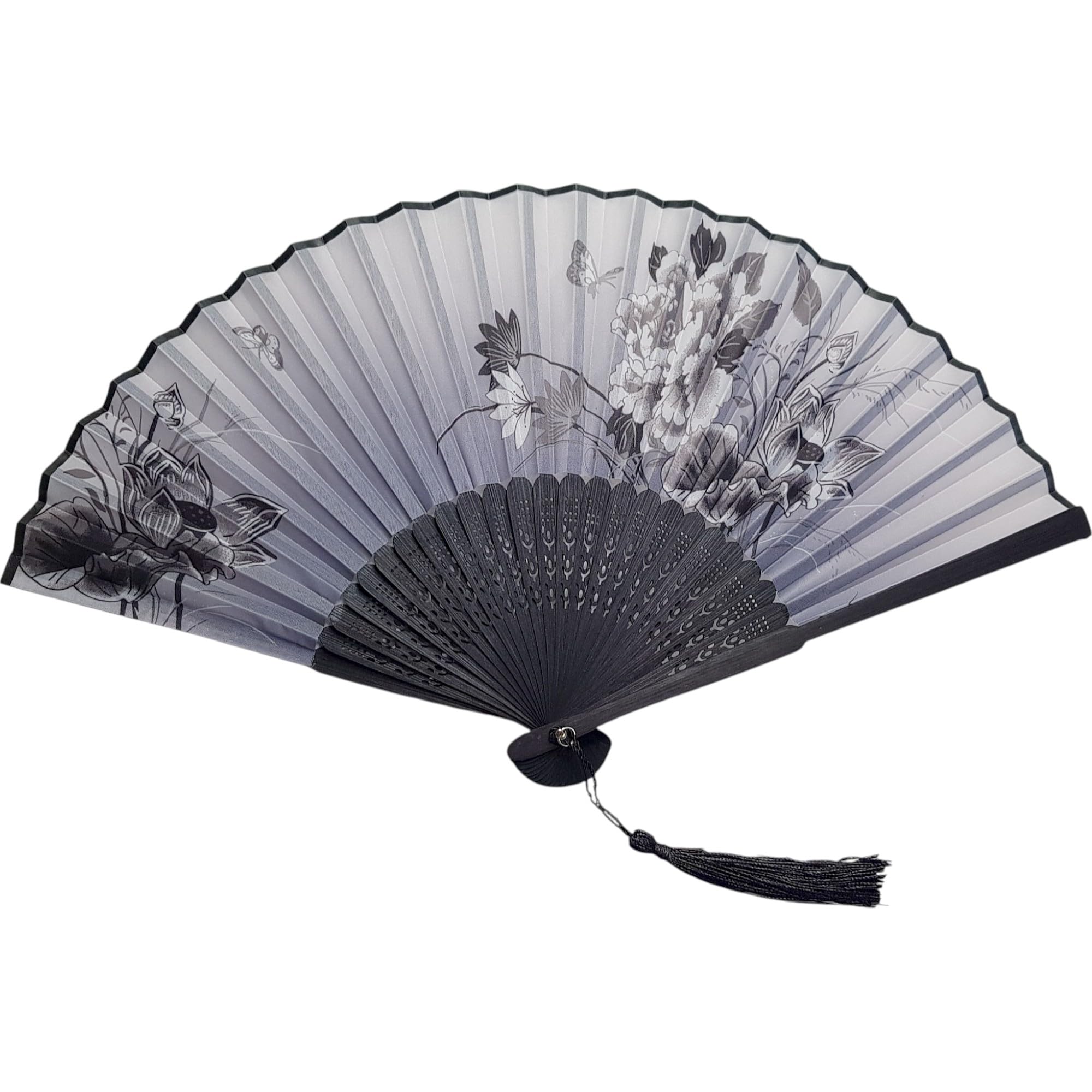 GFM® Bamboo and Silk Handheld Folding Chinese Hand Fan Wooden Wood Fans for Summer, Wedding, Party Favour etc (FLSLK-CH-41) — image 1