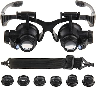 Head Mount Magnifier,Magnifying Glass Magnifier Eye Glass Loupe Jeweler Watch Repair Kit for Reading, Jewelry Loupe, Electronic Repair (Black)