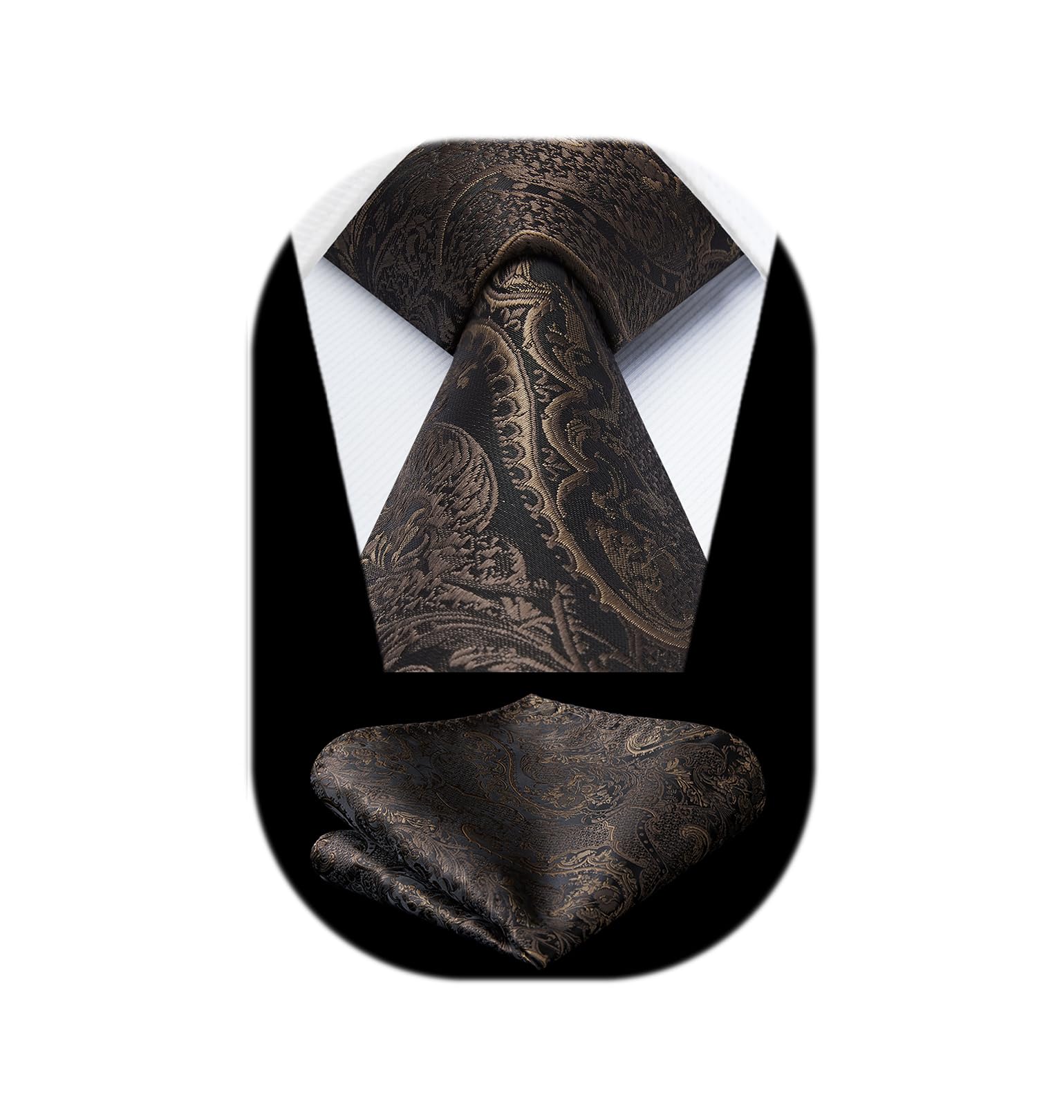 HISDERN Ties for Men Paisley Floral Tie Handkerchief Classic Woven Business Formal Necktie and Pocket Square Set Wedding