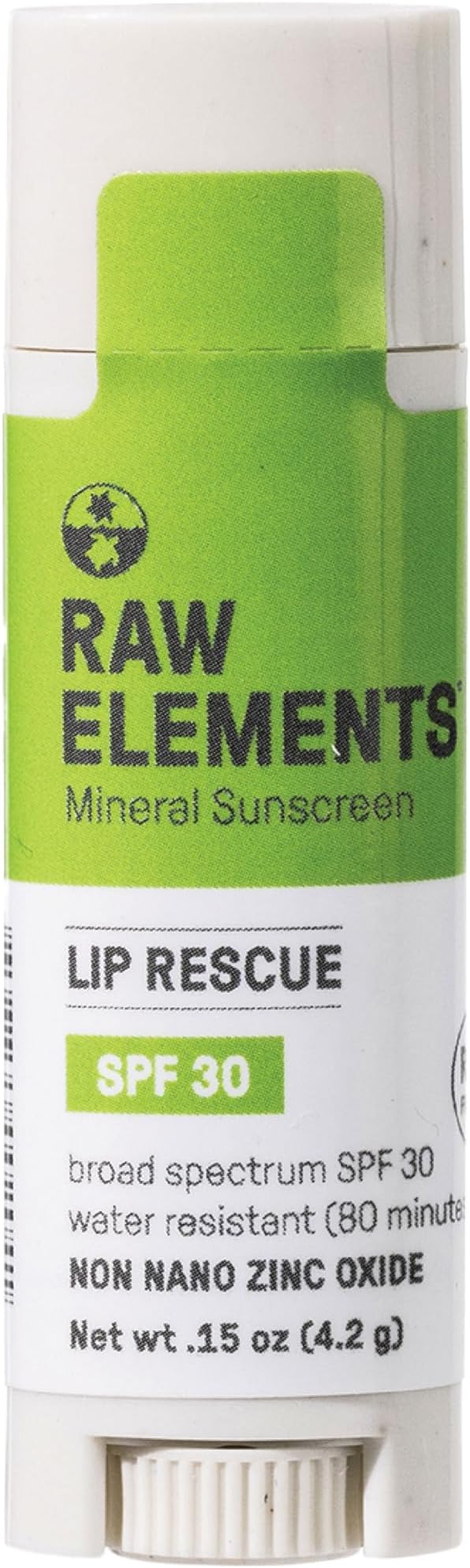 Organic Outdoor Sunscreen Lip Balm Rescue - SPF 30, UVA-UVB Protection, Reef-Safe, Non-Nano Zinc, Water Resistant, 0.15 oz (Pack of 1)