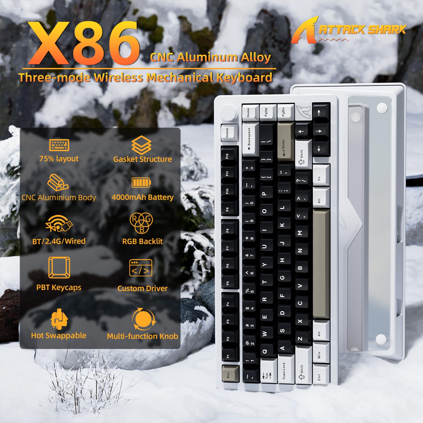 Amazon.com: FELICON x Attack Shark X86 75% Aluminum CNC Wireless