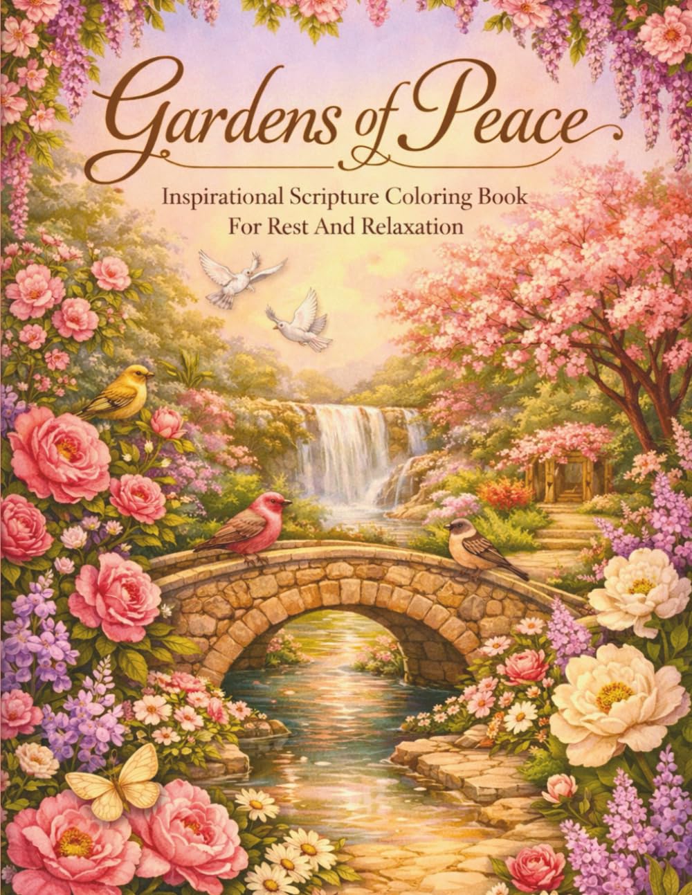 Gardens Of Peace: Inspirational Scripture Coloring Book For Rest And Relaxation