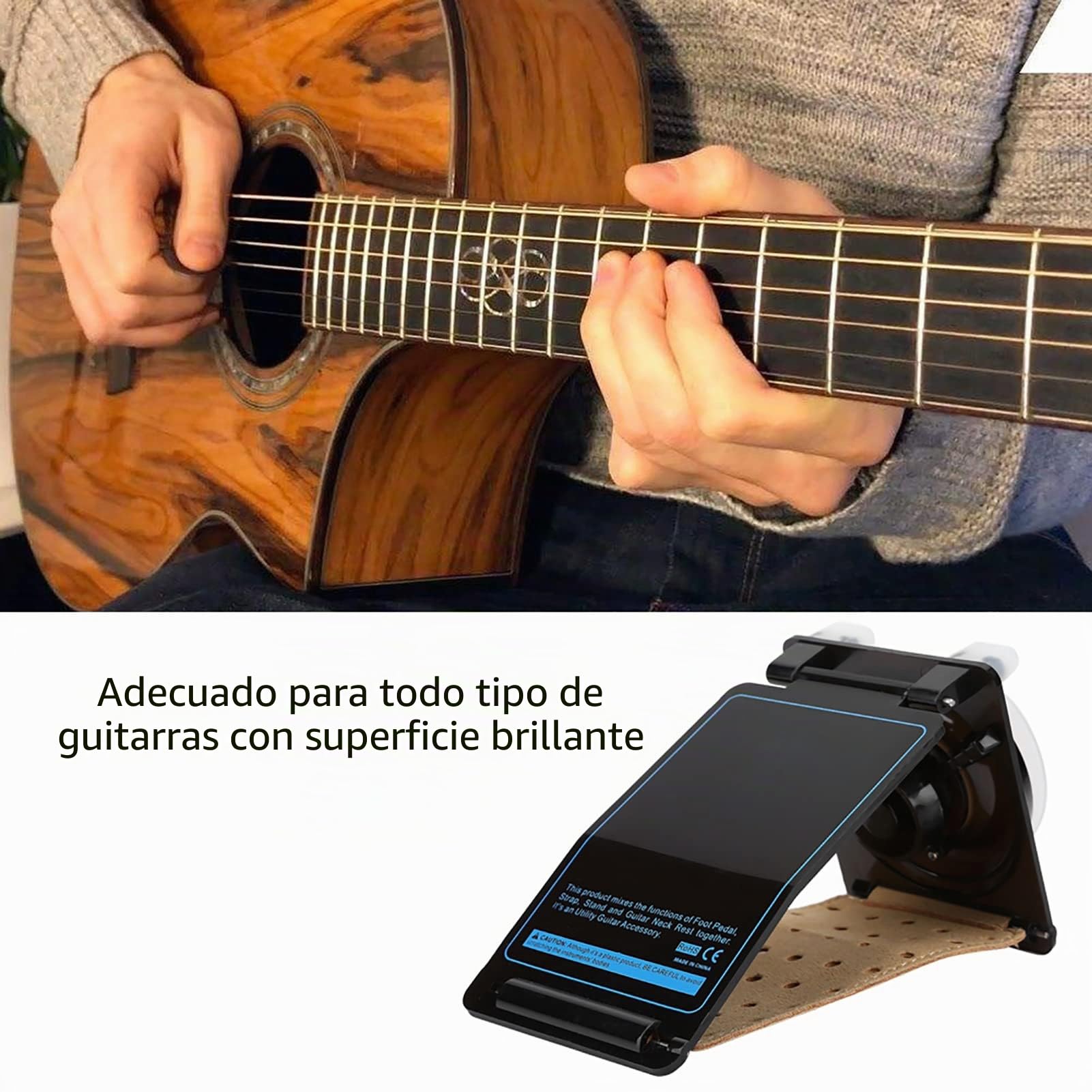 Reposapiés Ergonómico Profesional para Guitarra, Elevador de Guitarra, Taburete para Pie de Guitarra, Soporte para Guitarra Clásica Flamenca Acústica o de Arco