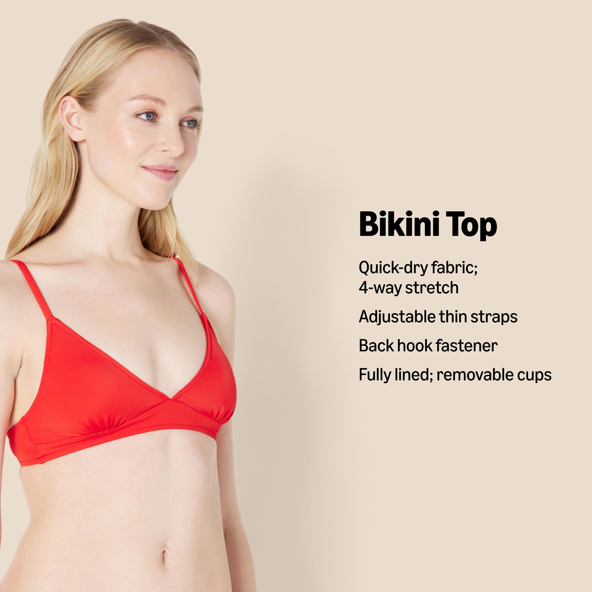 Amazon Essentials Mujer Parte Superior de Bikini Clásico con Sujeción Ligera