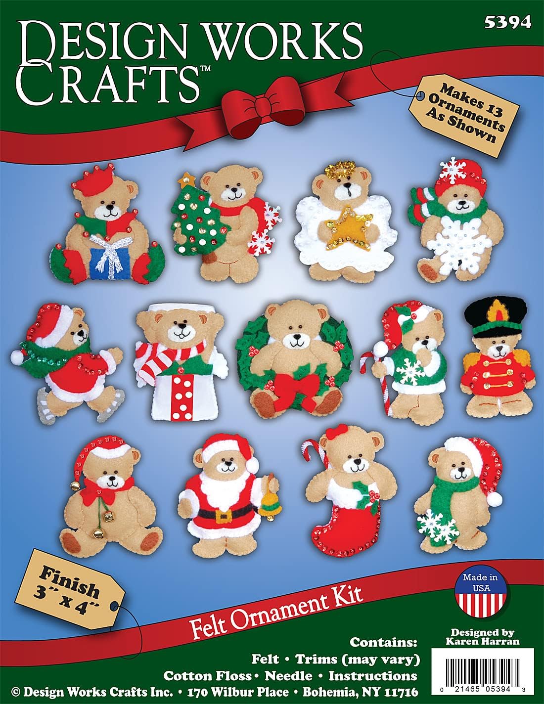 Tobin Lots of Bears Ornaments Felt Applique Kit, 3-Inch by 4-Inch, Set of 13,DW5394