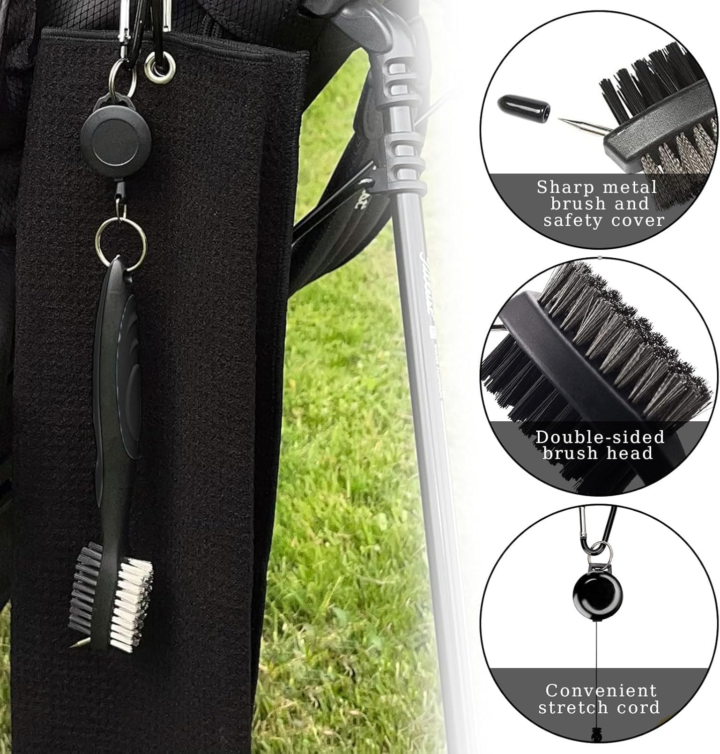 Spazzola da Golf,Golf Club Groove Cleaner,Spazzola per La Pulizia del Golf Accessori,per Mazze da Golf Facile da Attaccare alla Borsa da Golf