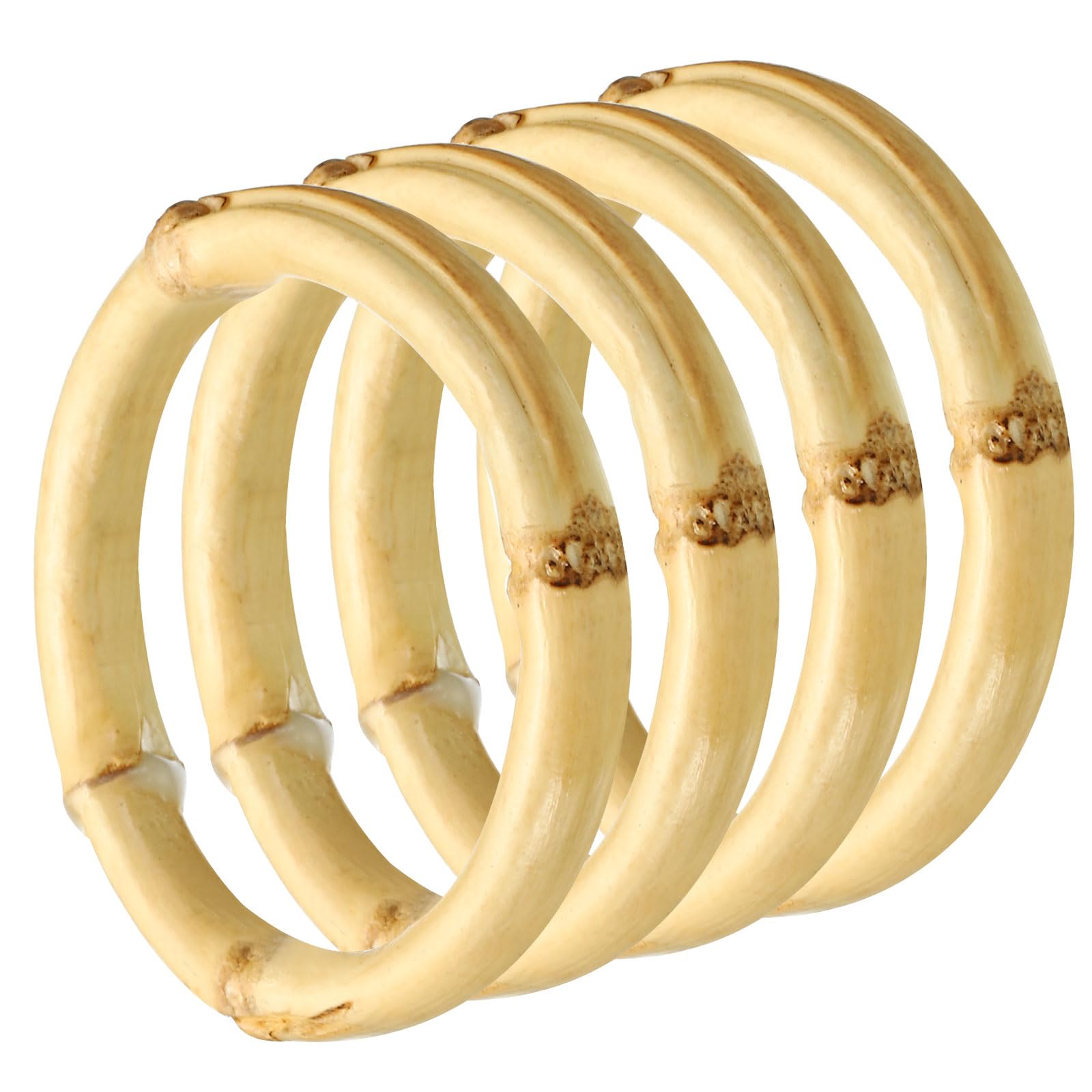 PATIKIL 2.5 Inch Bamboo Purse Handles, 4 Pcs Round Replacement Handmade Rings for Tote Bag Purse Making Decorations Wood