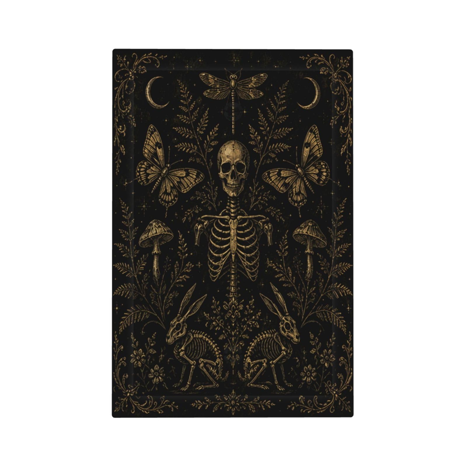 Xuejiaku Single Blank Decorative Light Switch Covers Vintage Gold Botanical Skeleton Gothic 1 Gang No Device Outlet Covers Wall Plate Dark Academia Gothic Switchplate Dimmer Faceplate for Home Decor