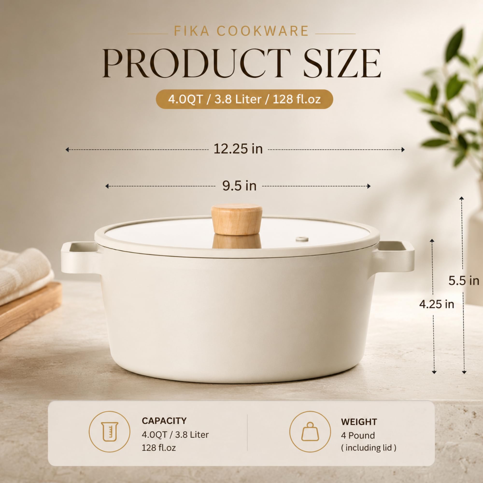 Neoflam Fika 4.0 Qt Ceramic Stock Pot - Made in Korea -2