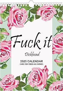 2025 Fu*k It Wall Calendar for Tired-A-s-s Woman, Home Office Hanging Calendar, Swear Word Monthly Calendar White Elephant Gag Funny Festival Party Cristmas Gift for Women Ladies