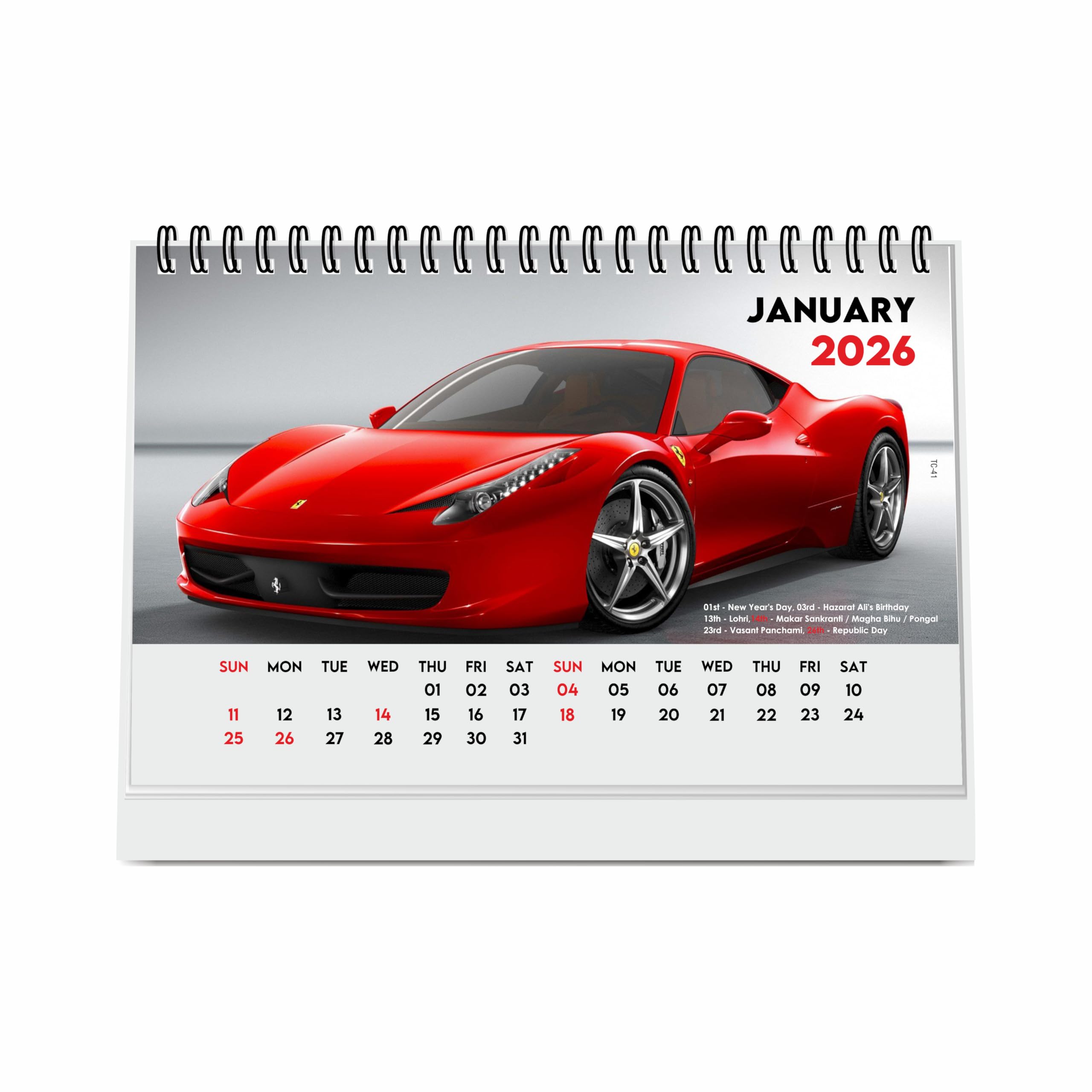 ESCAPER Cars Tischkalender 2026 - A5 Tischkalender mit Sportfahrzeugen, Schreibtisch-Organizer für Büro & Studium, Automobil-Neujahrsgeschenk