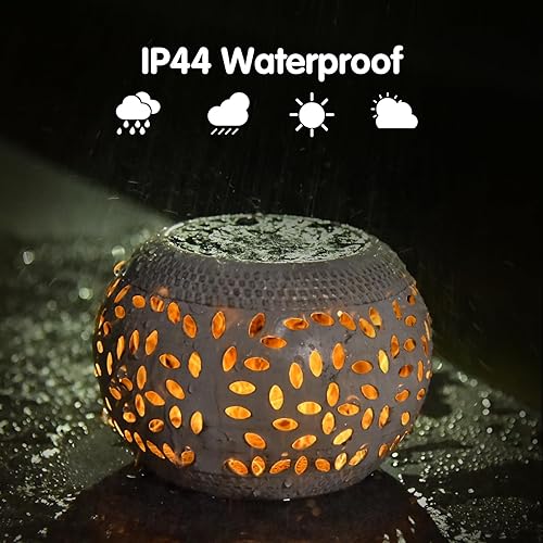 Miniatura 2 de Faroles solares de mesa impermeables para exteriores, paquete de 2 luces solares de llama parpadeante, lámparas decorativas de escritorio de metal