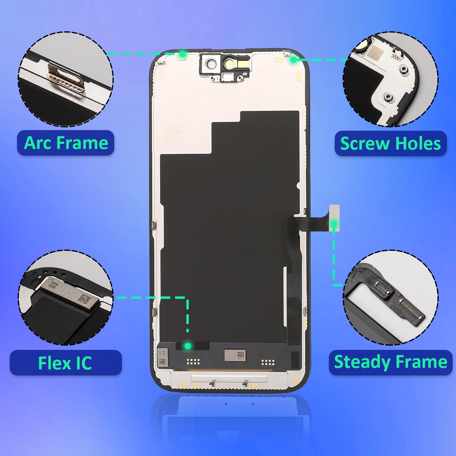 Brinonac Display per iPhone 15 PRO, Schermo LCD Retina Full HD 6,1", Kit di Sostituzione Touch Screen con Digitizer e Telaio